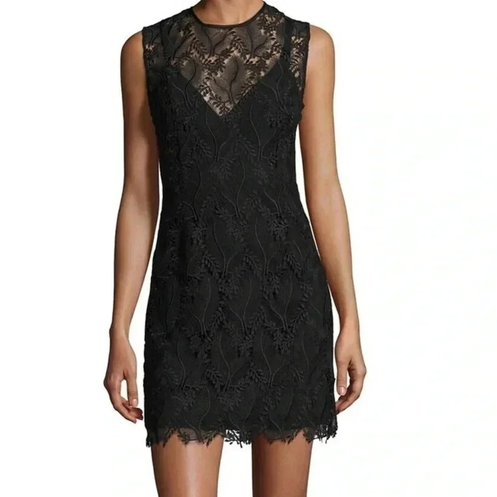 Diane von Furstenberg DVF Sleeveless Lace Tailored Overlay Mini Dress Size 6 NWT